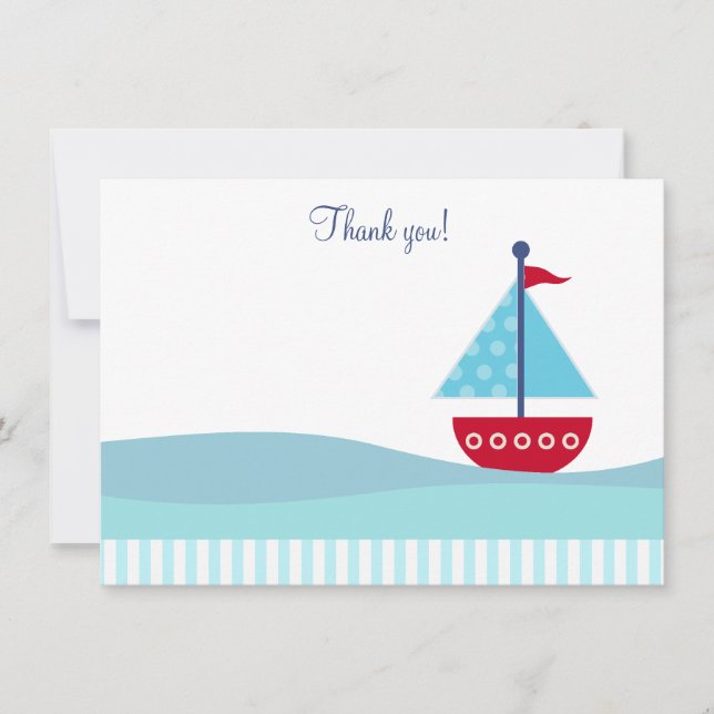 Carte De Correspondance Trendy Sailboat Flat Merci notes (Devant)