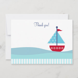 Carte De Correspondance Trendy Sailboat Flat Merci notes