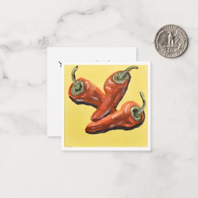 Carte De Correspondance Trio de piments rouges chili (Devant/Arrière en situation)