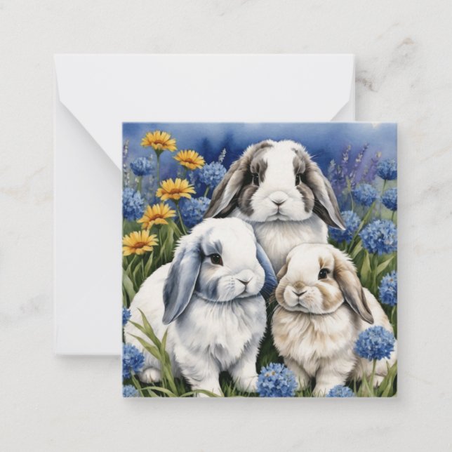 Carte De Correspondance Trois petits lapins lapins de lapin de lop (Devant)