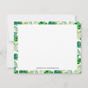 Carte De Correspondance Tropical Green Monstera Palm Feuilles Safari Jungl