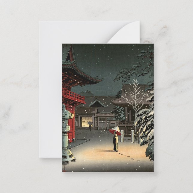 Carte De Correspondance Tsuchiya Koitsu - Neige au sanctuaire Nezu (Devant)