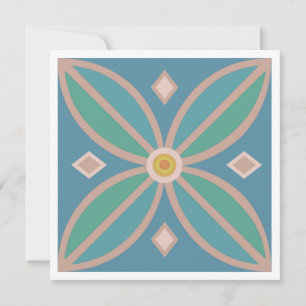 Carte De Correspondance Tuiles de fleurs marocaines en teints, rose et cit