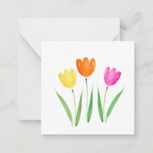 Carte De Correspondance Tulipe D'Aquarelle Jaune, Rose, Orange