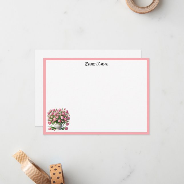 Carte De Correspondance Tulipes (Devant/Arrière en situation)