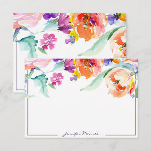 Carte De Correspondance Tulipes aquarelles colorées personnalisées