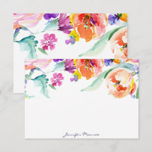 Carte De Correspondance Tulipes aquarelles colorées personnalisées