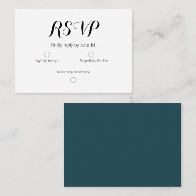 Carte De Correspondance Turquoise foncé simple (Devant / Derrière)