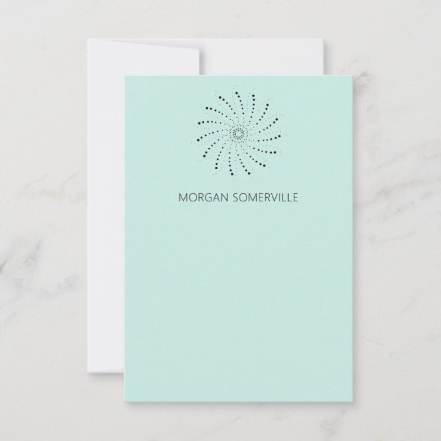 Carte De Correspondance Turquoise Moderne Spirale Élégante Pointillée (Devant)