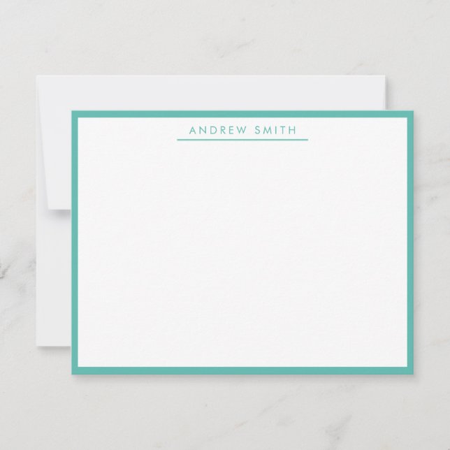 Carte De Correspondance Turquoise Turquoise Simple Line Moderne Design élé (Devant)