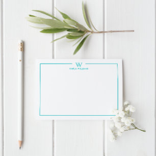 Carte De Correspondance Turquoise Vert Formal Classic Famille Monogramme M