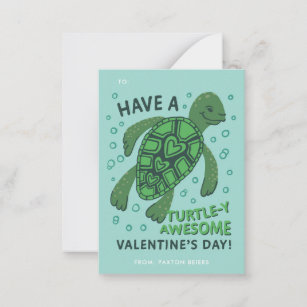 Carte De Correspondance Turtle Classroom Valentine's Exchange Note Card