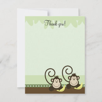 Carte De Correspondance Twin Monkeys Baby Jungle 4x5 Flat Merci note