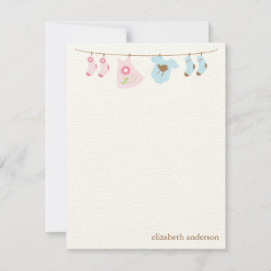 Carte De Correspondance Twins Clothesline Custom Flat Merci Notes