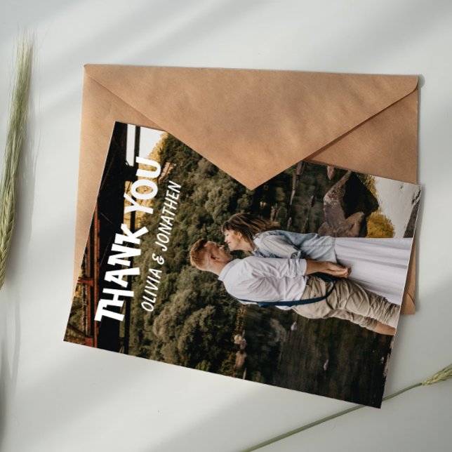 Carte De Correspondance Two Photo Elegant Thank You Card (Créateur téléchargé)