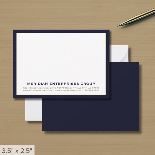 Carte De Correspondance Typographie classique bleu marine (Créateur téléchargé)