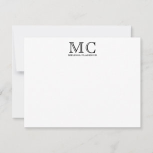 Carte De Correspondance Typographie classique simple de monographie noire