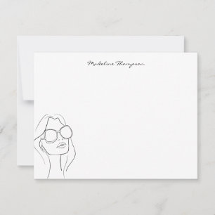 Carte De Correspondance Typographie de script manuscrite de fille Visage d