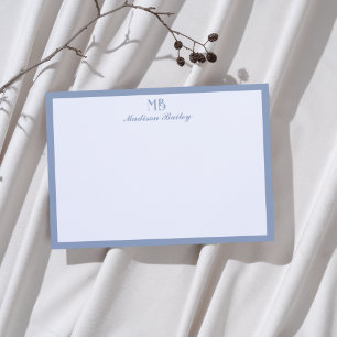 Carte De Correspondance Typographie décorative monogramme   Bleu poussiére