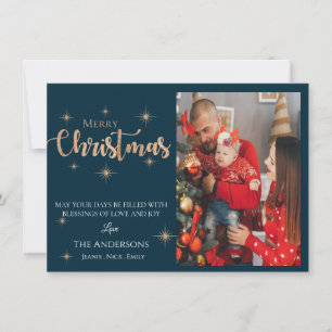 Carte De Correspondance Typographie élégante et jolie Photo Joyeux Noël