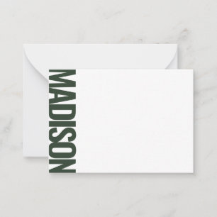 Carte De Correspondance Typographie gras grand nom vertical Deep Green