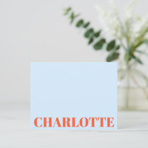 Carte De Correspondance Typographie Gras Personnalisé Nom Bleu Orange
