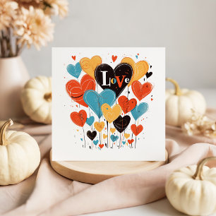Carte De Correspondance Typographie Love Heart Flowers Valentine's Day Car