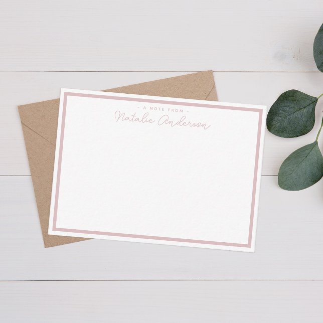 Carte De Correspondance Typographie minimale Script Décontracté Pastel Ros (Créateur téléchargé)
