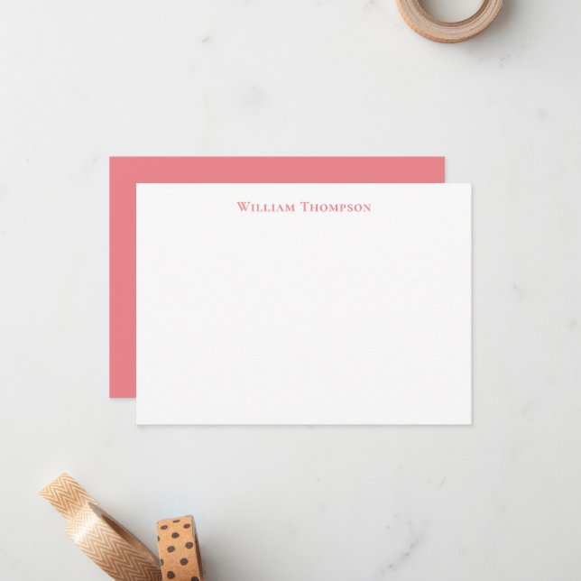 Carte De Correspondance Typographie moderne professionnelle Rose rose (Devant/Arrière en situation)
