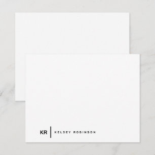 Carte De Correspondance Typographie Monogramme Minimaliste Noir Blanc Plat