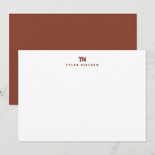Carte De Correspondance Typographie Monogramme Terre Cuite Foncé