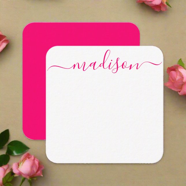 Carte De Correspondance Typographie rose féminine personnalisée Nom Script (Créateur téléchargé)