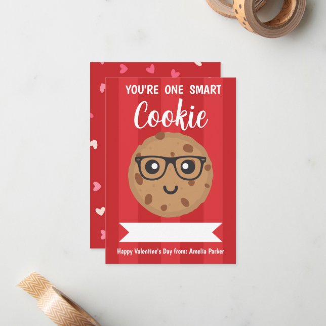Carte De Correspondance Un cookie intelligent - La Saint-Valentin en class (Devant/Arrière en situation)