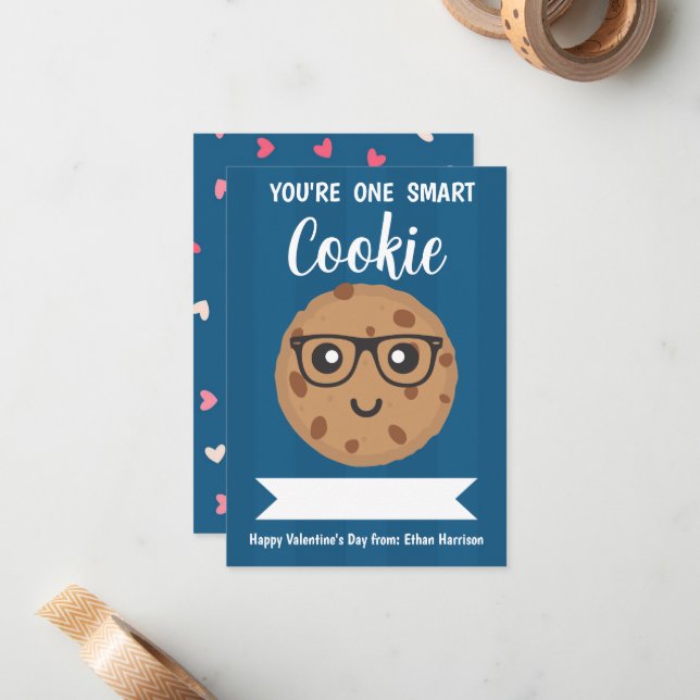 Carte De Correspondance Un cookie intelligent - La Saint-Valentin en class (Devant/Arrière en situation)