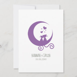 Carte De Correspondance Un couple de chatons romantiques sur la lune dans
