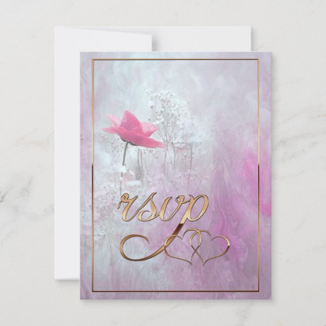 Carte De Correspondance Un Découpe Rose/Or unique (Devant)