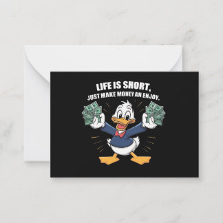Carte De Correspondance Un dessin animé de caractère heureux canard tenant