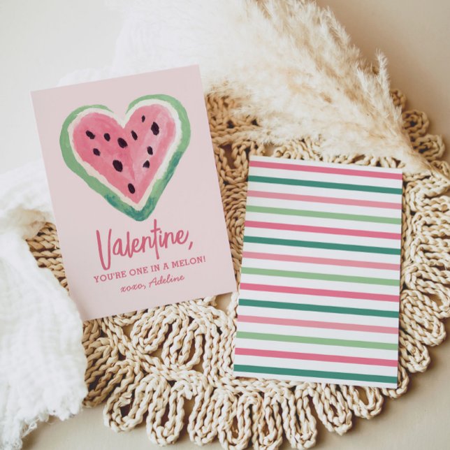 Carte De Correspondance Un jour dans un Melon Watermelon Enfants Valentine (Créateur téléchargé)