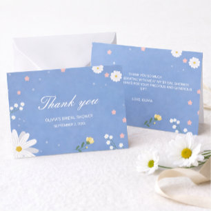 Carte De Correspondance Un mariage élégant en bleu clair avec des fleurs s