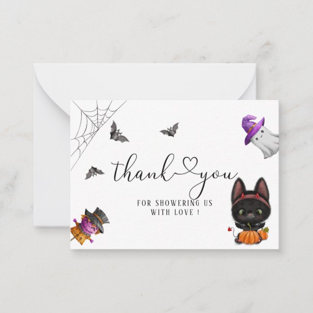 Carte De Correspondance Un Petit Chat Noir Halloween (Devant)