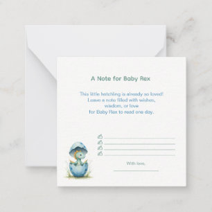 Carte De Correspondance Une note pour bébé Rex Dino Baby shower pour garço