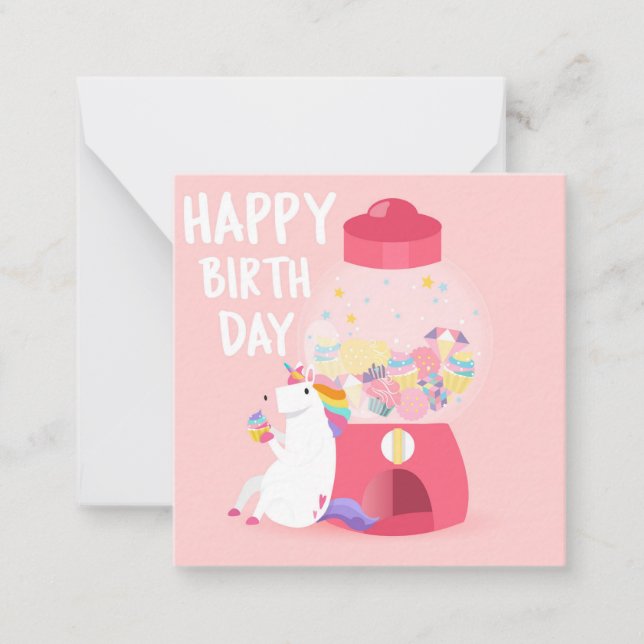 Carte De Correspondance Unicorn Joyeux anniversaire (Devant)