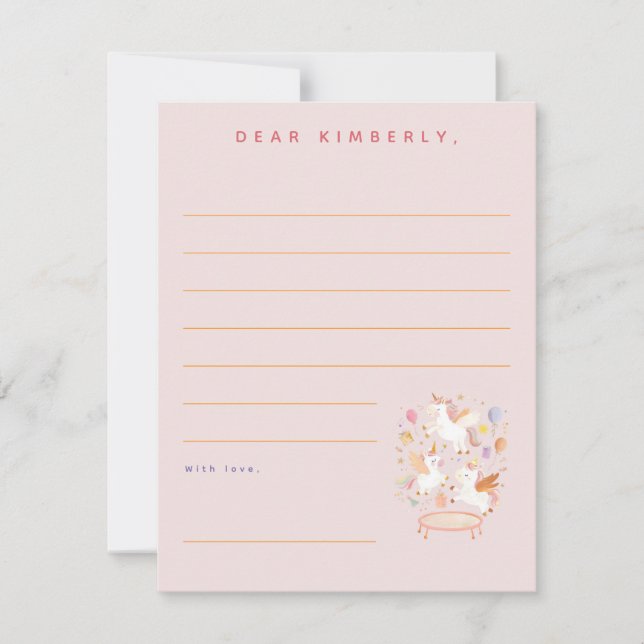 Carte De Correspondance Unicornes Trampoline Anniversaire Note ou message (Devant)