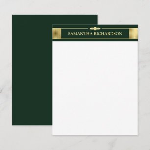 Carte De Correspondance Unique Minimaliste Emerald Vert Et Or Nom
