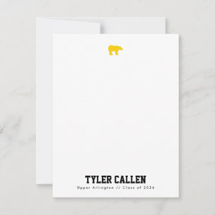 Carte de correspondance universitaire Golden Bear
