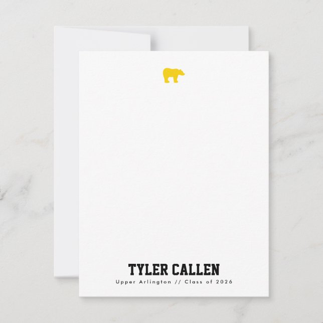 Carte de correspondance universitaire Golden Bear  (Devant)