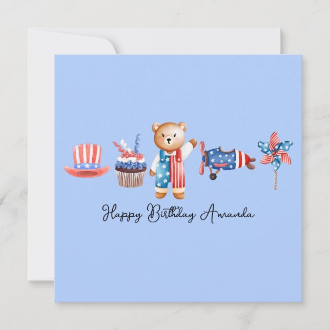 Carte De Correspondance USA Happy Birthday, Personnalisé American Birthday (Devant)