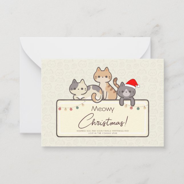 Carte De Correspondance Vacances drôles amateurs de chats Noël personnalis (Devant)
