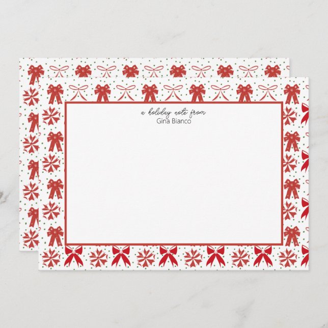 Carte De Correspondance Vaches de Noël rouges et blanches (Devant / Derrière)