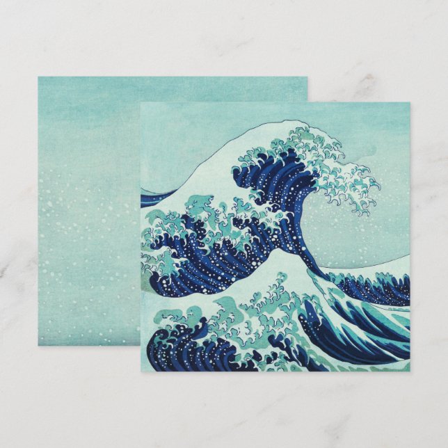 Carte De Correspondance Vagues bleues Hokusai (Devant / Derrière)
